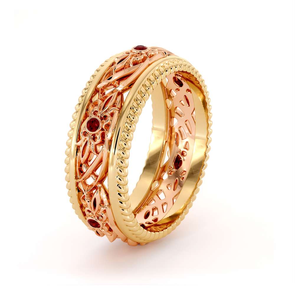 Art Deco Wedding Ring Women Wedding Ring Two Tone Diamond Wedding Band